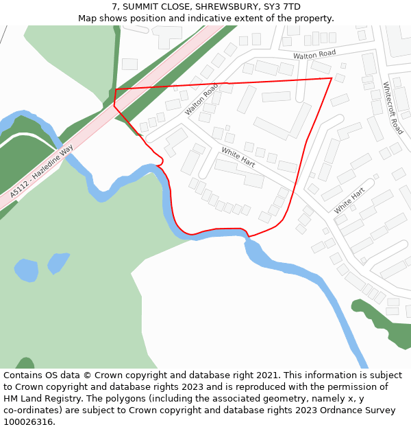 7, SUMMIT CLOSE, SHREWSBURY, SY3 7TD: Location map and indicative extent of plot