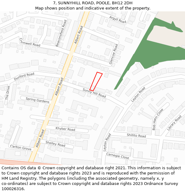 7, SUNNYHILL ROAD, POOLE, BH12 2DH: Location map and indicative extent of plot