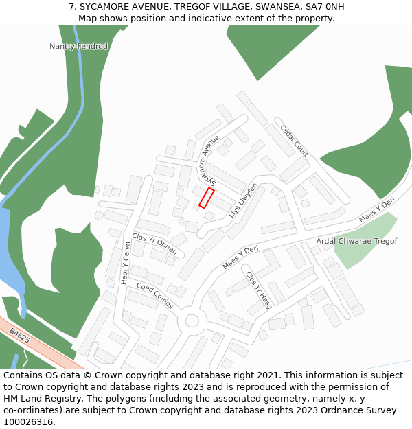 7, SYCAMORE AVENUE, TREGOF VILLAGE, SWANSEA, SA7 0NH: Location map and indicative extent of plot