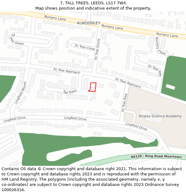 7, TALL TREES, LEEDS, LS17 7WA: Location map and indicative extent of plot