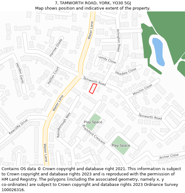 7, TAMWORTH ROAD, YORK, YO30 5GJ: Location map and indicative extent of plot