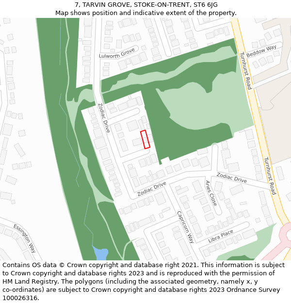 7, TARVIN GROVE, STOKE-ON-TRENT, ST6 6JG: Location map and indicative extent of plot