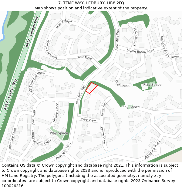 7, TEME WAY, LEDBURY, HR8 2FQ: Location map and indicative extent of plot