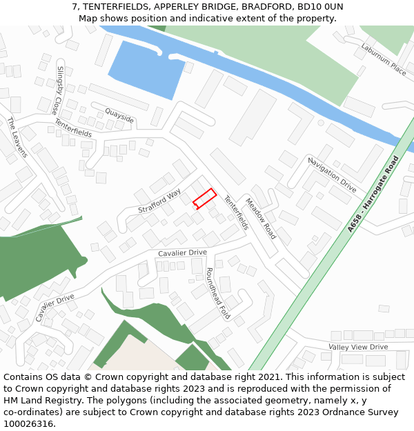 7, TENTERFIELDS, APPERLEY BRIDGE, BRADFORD, BD10 0UN: Location map and indicative extent of plot