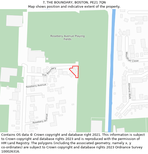 7, THE BOUNDARY, BOSTON, PE21 7QN: Location map and indicative extent of plot