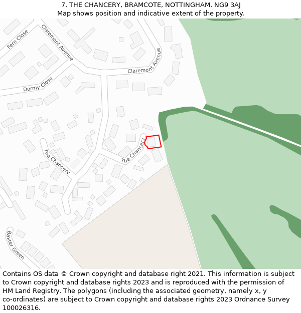 7, THE CHANCERY, BRAMCOTE, NOTTINGHAM, NG9 3AJ: Location map and indicative extent of plot