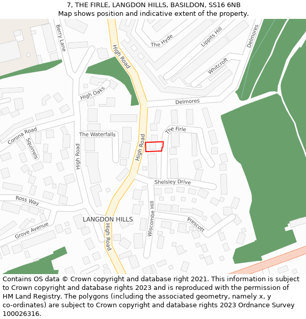 7, THE FIRLE, LANGDON HILLS, BASILDON, SS16 6NB: Location map and indicative extent of plot