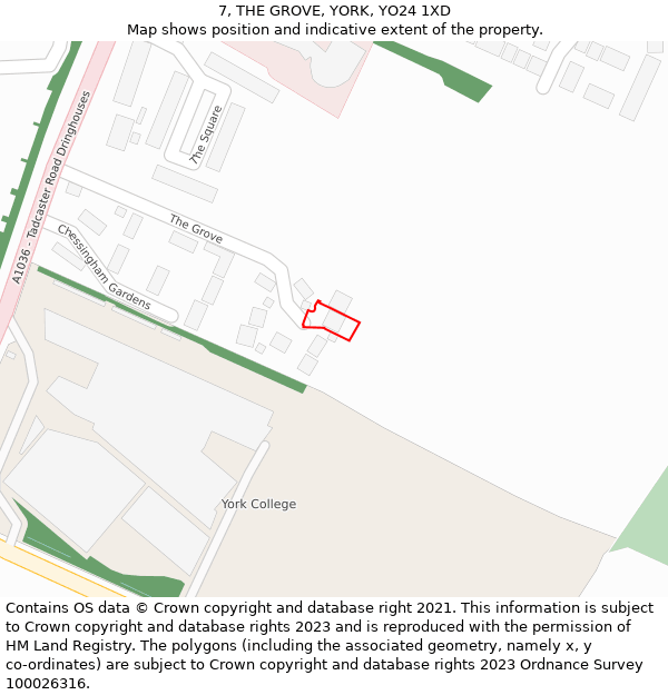 7, THE GROVE, YORK, YO24 1XD: Location map and indicative extent of plot