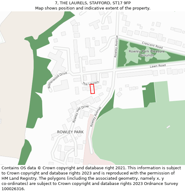 7, THE LAURELS, STAFFORD, ST17 9FP: Location map and indicative extent of plot