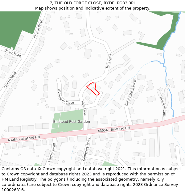 7, THE OLD FORGE CLOSE, RYDE, PO33 3PL: Location map and indicative extent of plot