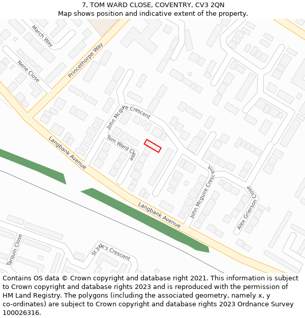 7, TOM WARD CLOSE, COVENTRY, CV3 2QN: Location map and indicative extent of plot