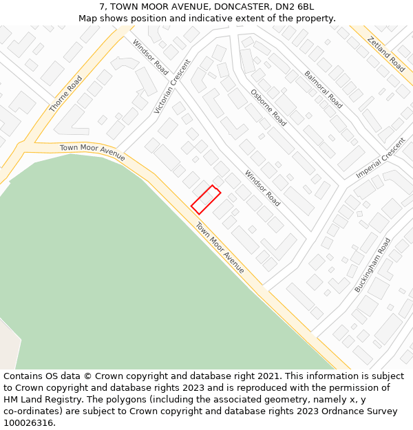 7, TOWN MOOR AVENUE, DONCASTER, DN2 6BL: Location map and indicative extent of plot