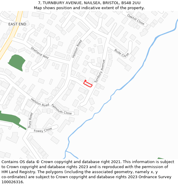 7, TURNBURY AVENUE, NAILSEA, BRISTOL, BS48 2UU: Location map and indicative extent of plot