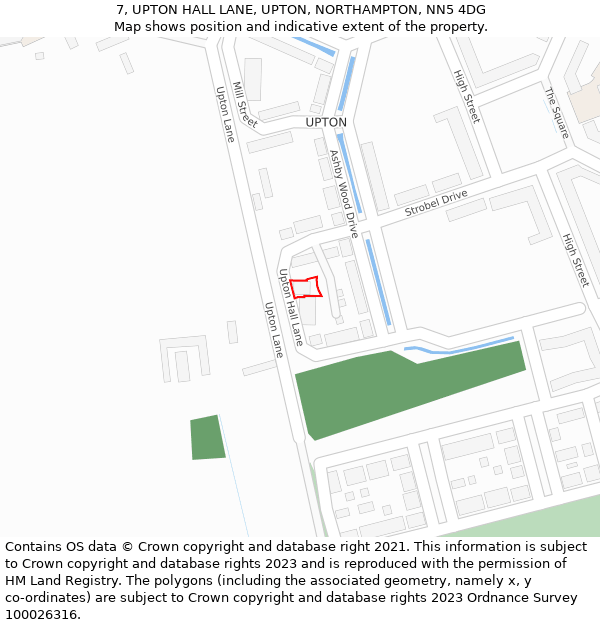 7, UPTON HALL LANE, UPTON, NORTHAMPTON, NN5 4DG: Location map and indicative extent of plot