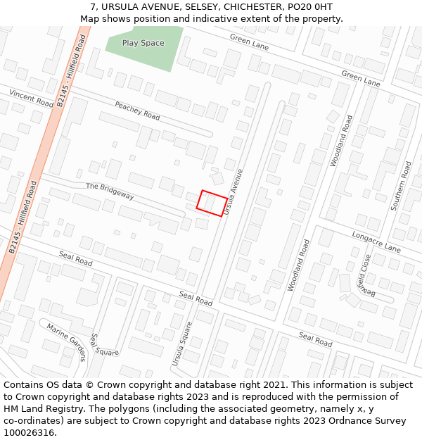 7, URSULA AVENUE, SELSEY, CHICHESTER, PO20 0HT: Location map and indicative extent of plot