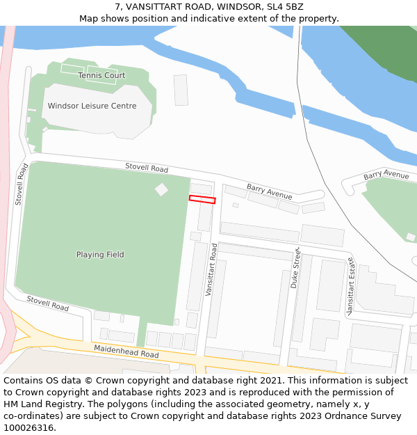 7, VANSITTART ROAD, WINDSOR, SL4 5BZ: Location map and indicative extent of plot