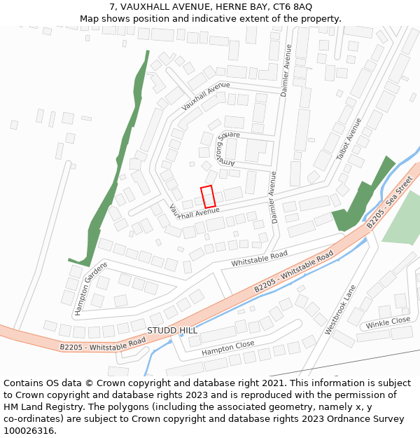 7, VAUXHALL AVENUE, HERNE BAY, CT6 8AQ: Location map and indicative extent of plot