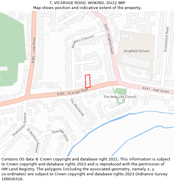 7, VICARAGE ROAD, WOKING, GU22 9BP: Location map and indicative extent of plot