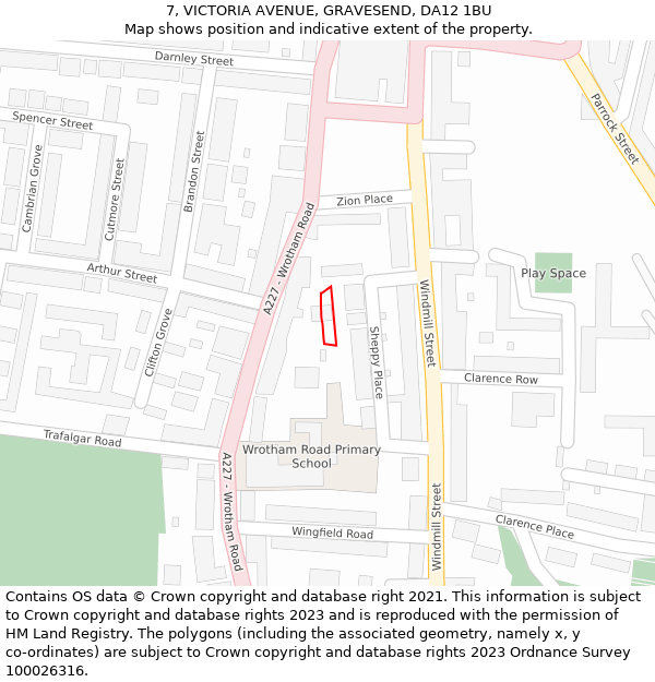7, VICTORIA AVENUE, GRAVESEND, DA12 1BU: Location map and indicative extent of plot