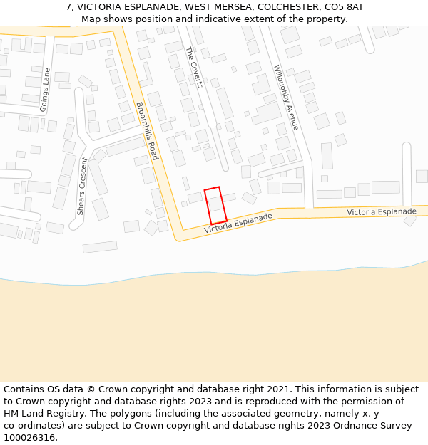 7, VICTORIA ESPLANADE, WEST MERSEA, COLCHESTER, CO5 8AT: Location map and indicative extent of plot