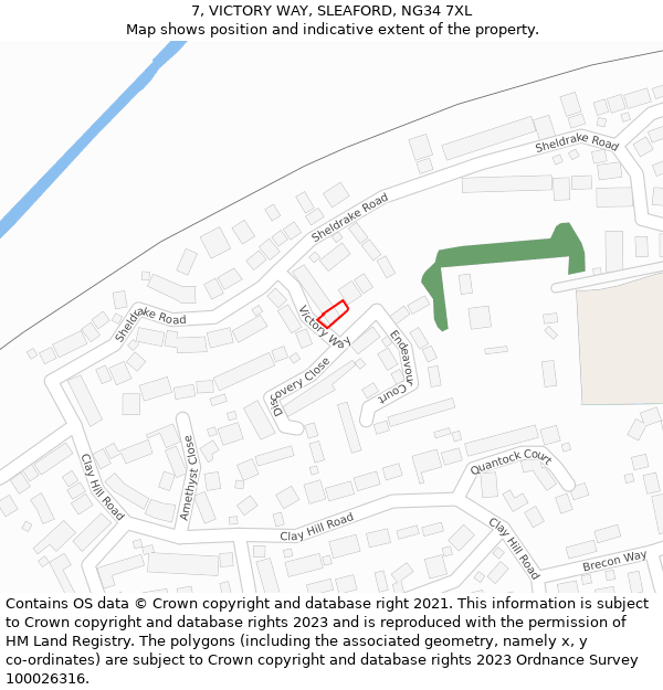 7, VICTORY WAY, SLEAFORD, NG34 7XL: Location map and indicative extent of plot