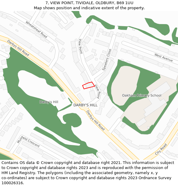 7, VIEW POINT, TIVIDALE, OLDBURY, B69 1UU: Location map and indicative extent of plot