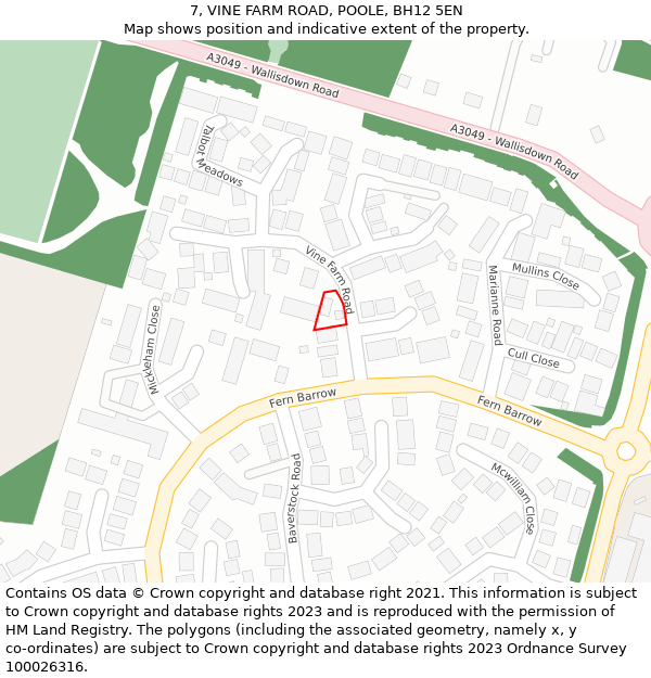 7, VINE FARM ROAD, POOLE, BH12 5EN: Location map and indicative extent of plot