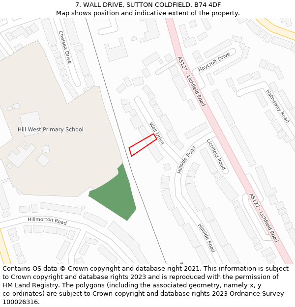 7, WALL DRIVE, SUTTON COLDFIELD, B74 4DF: Location map and indicative extent of plot