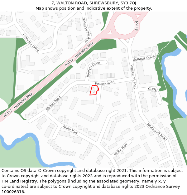 7, WALTON ROAD, SHREWSBURY, SY3 7QJ: Location map and indicative extent of plot