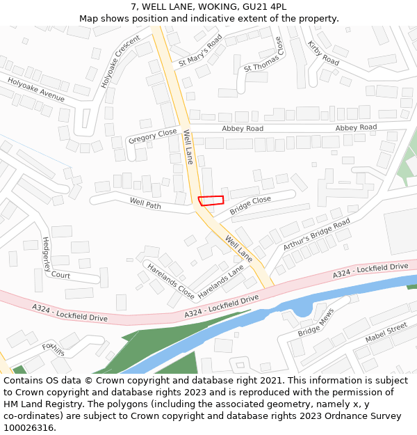 7, WELL LANE, WOKING, GU21 4PL: Location map and indicative extent of plot