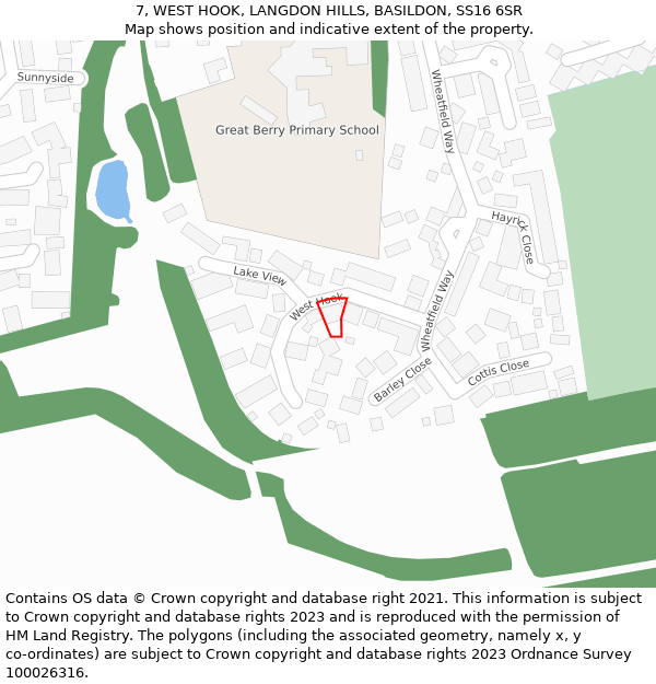7, WEST HOOK, LANGDON HILLS, BASILDON, SS16 6SR: Location map and indicative extent of plot