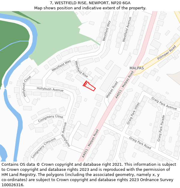 7, WESTFIELD RISE, NEWPORT, NP20 6GA: Location map and indicative extent of plot