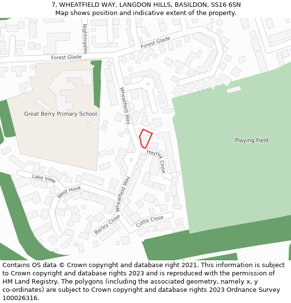 7, WHEATFIELD WAY, LANGDON HILLS, BASILDON, SS16 6SN: Location map and indicative extent of plot
