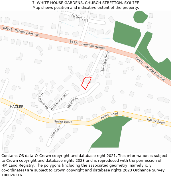 7, WHITE HOUSE GARDENS, CHURCH STRETTON, SY6 7EE: Location map and indicative extent of plot