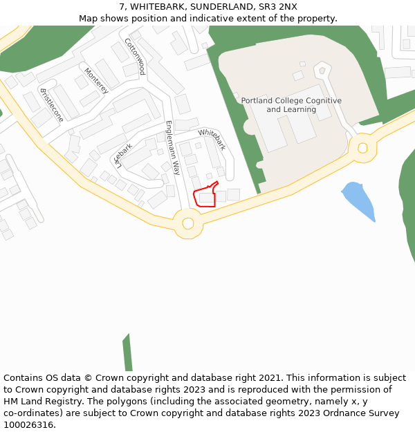 7, WHITEBARK, SUNDERLAND, SR3 2NX: Location map and indicative extent of plot