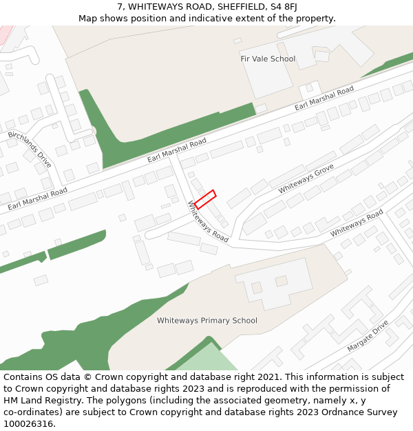 7, WHITEWAYS ROAD, SHEFFIELD, S4 8FJ: Location map and indicative extent of plot