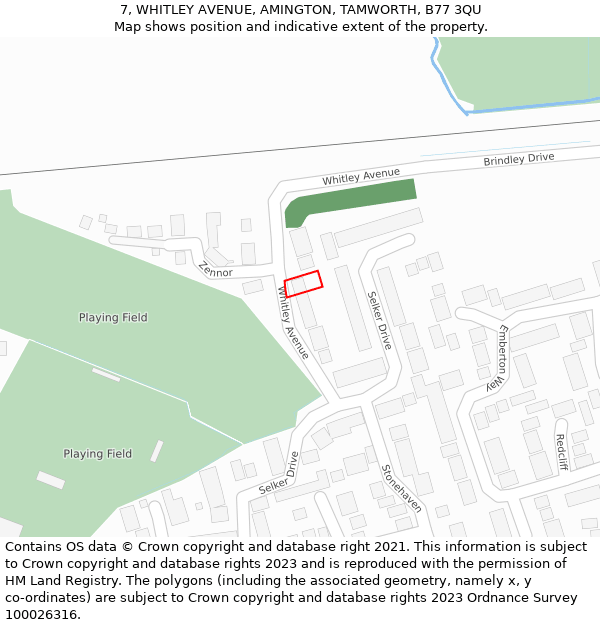 7, WHITLEY AVENUE, AMINGTON, TAMWORTH, B77 3QU: Location map and indicative extent of plot