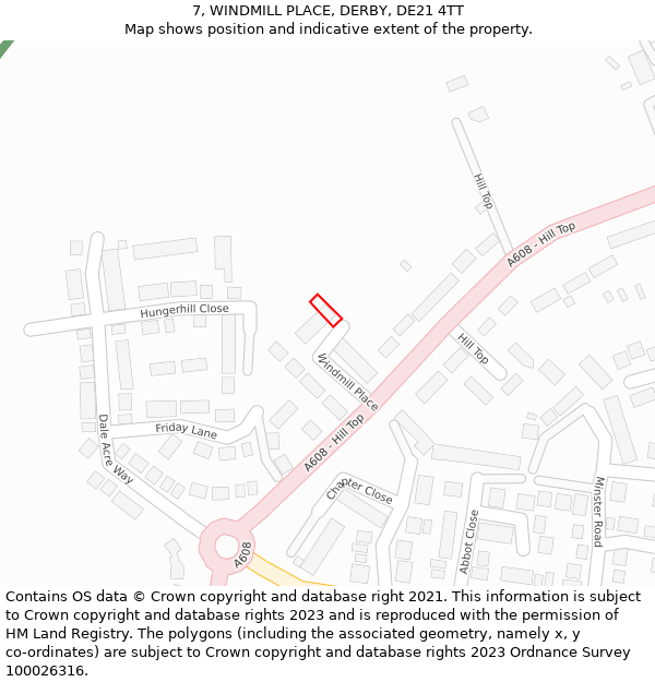 7, WINDMILL PLACE, DERBY, DE21 4TT: Location map and indicative extent of plot