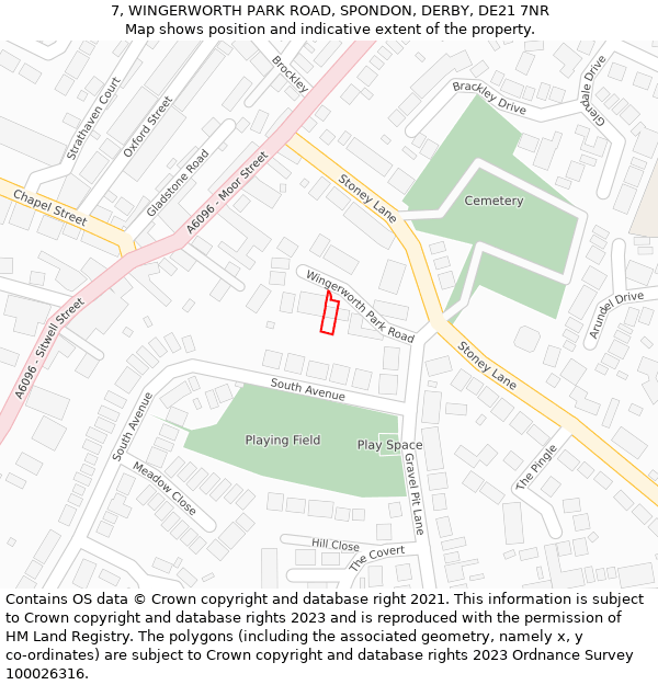 7, WINGERWORTH PARK ROAD, SPONDON, DERBY, DE21 7NR: Location map and indicative extent of plot