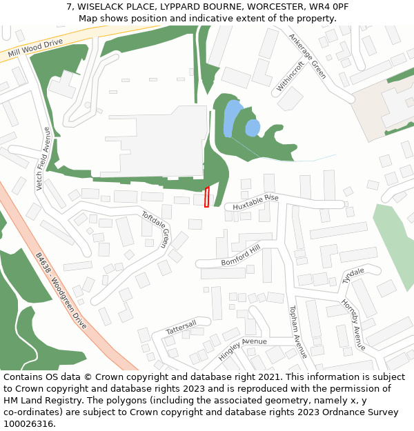 7, WISELACK PLACE, LYPPARD BOURNE, WORCESTER, WR4 0PF: Location map and indicative extent of plot