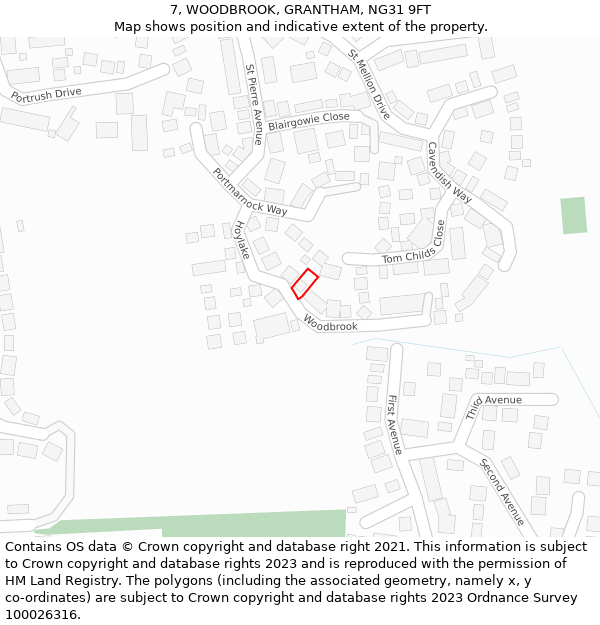 7, WOODBROOK, GRANTHAM, NG31 9FT: Location map and indicative extent of plot