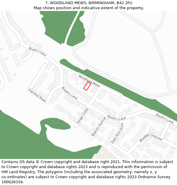 7, WOODLAND MEWS, BIRMINGHAM, B42 2FU: Location map and indicative extent of plot