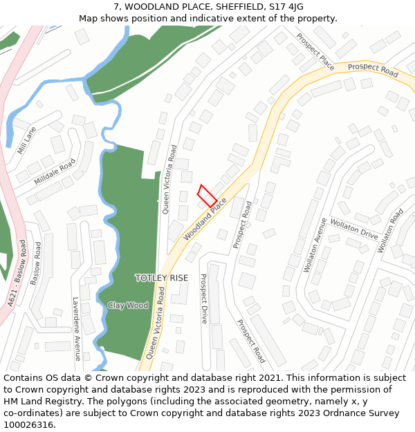 7, WOODLAND PLACE, SHEFFIELD, S17 4JG: Location map and indicative extent of plot