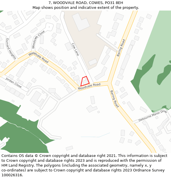 7, WOODVALE ROAD, COWES, PO31 8EH: Location map and indicative extent of plot