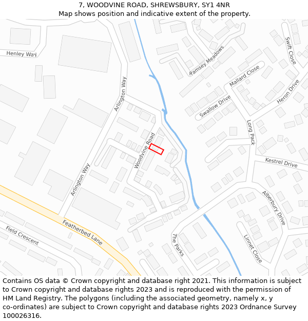 7, WOODVINE ROAD, SHREWSBURY, SY1 4NR: Location map and indicative extent of plot