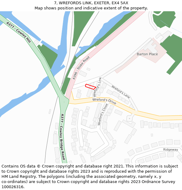 7, WREFORDS LINK, EXETER, EX4 5AX: Location map and indicative extent of plot