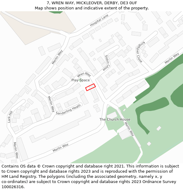 7, WREN WAY, MICKLEOVER, DERBY, DE3 0UF: Location map and indicative extent of plot