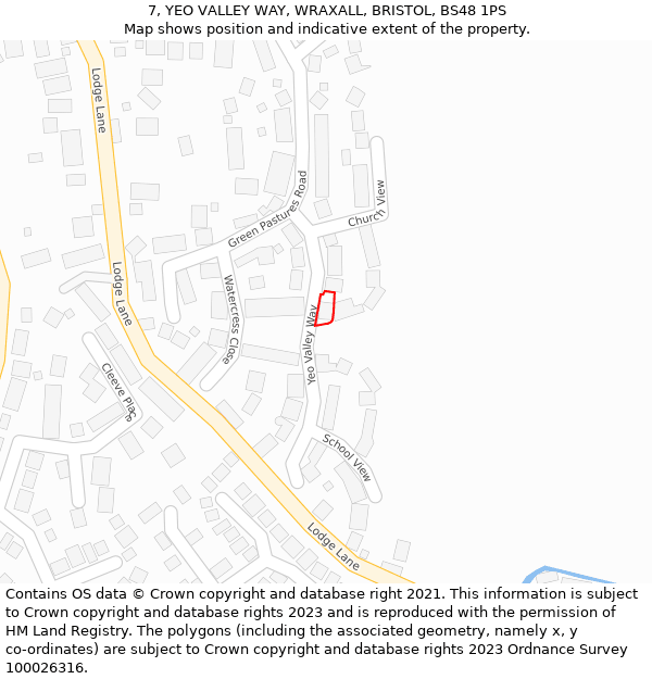 7, YEO VALLEY WAY, WRAXALL, BRISTOL, BS48 1PS: Location map and indicative extent of plot