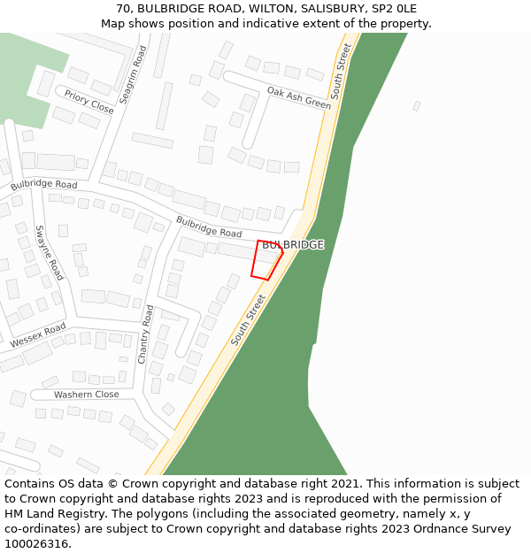 70, BULBRIDGE ROAD, WILTON, SALISBURY, SP2 0LE: Location map and indicative extent of plot