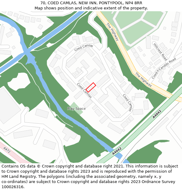 70, COED CAMLAS, NEW INN, PONTYPOOL, NP4 8RR: Location map and indicative extent of plot